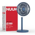 NUUK LIT PRO Rechargeable Table Fan| 3 Mood Lights| 20 hrs Run time| 8000 mAh Battery| 9 inch Wireless Fan with Magnetic Remote| Super-silent BLDC Motor| 120 Auto Oscillation| Type - C Charging