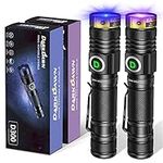 DARKDAWN UV 365nm & 395nm Flashlight Blacklight USB Rechargeable, Woods Lamp Ultraviolet Black Light LED Powerful Portable Mini Detector for Pet Urine Stain, Money, Uranium Glass, Resin Curing, 2 Pack