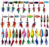 SHADDOCK Fishing Lures Kit Spoon Spinnerbaits Swimbait Crankbaits Minnow Variety Kit Rooster Tail Trout Spinner Salmon Spoons Walleye Assorted Metal Hard Lures Spinners Bait (30pcs Feather Kit)