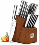imarku 15-Piece Knife Block Set Built-in Sharpener, Japanese High Carbon Stainless Steel Kitchen Knife Set, Dishwasher Safe, Chef Knife Set with Wooden Knife Block, Santoku Knives for Kitchen Cooking