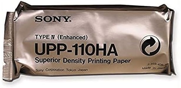 Carta Ecografica Sony UPP-110HA, Supporto di Stampa Monocromatica in B/N a Densità Superiore (tipo IV), per Ultrasuoni e Radiologia, Formato A6, Misura 110 mm x 18 m, 10 Rotoli