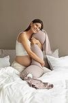 bbhugme Pregnancy Body Pillow - Non-Toxic Certified Textiles - Full Body Adjustable Support for Sleep - Soft Machine Washable Jersey Cover, TOXPROOF & OEKO-TEX Certified, BPA Free - Dusty Pink/Vanilla