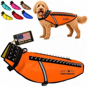 CoyoteVest Dog Harness Protection Vest, Reflective Dog Accessories with Spikes to Shield Your Pet from Raptor and Animal Attacks, Proudly Made in America (Large, Fluorescent Orange)