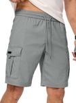 JMIERR Mens Casual Stretch Cargo Shorts Classic Drawstring Elastic Waist Summer Beach Short with Multi-Pocket,US 38(XL),Light Grey