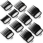 Clipper Guards for Wahl 10 Pcs, Ancable Cordless Clipper Cutting Guards for Wahl 0.5, 1, 1.5, 2, 3, 4, 5, 6, 7, 8 with Metal Clip from 1/16 Inch to 1 Inch (1.5-25mm) for Wahl Clippers All Size