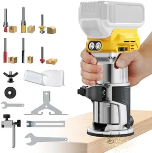 DIYtoolifz Cordless Router Tool Compatible with DeWalt 20V Battery(Tool Only), 800W Brushless Wood Router, 6-Speed Control, Fixed Base with Depth Adjustment, Edge & Roller Guide, Router Bits Included