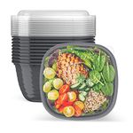 Bentgo Prep - 1-Compartment Bowls with Custom Fit Lids - Reusable, Microwaveable, Durable BPA-Free, Freezer and Dishwasher Safe Meal Prep Food Storage Containers - 10 Bowls & 10 Lids (Graphite)