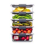 Rubbermaid Brilliance Food Storage Container, BPA-Free Plastic, Medium, 3.2 Cup, 5-Pack, Clear