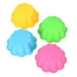 Clazkit Silicone Reusable Big Flower Shaped Muffin Moulds - Set of 8, Multicolour