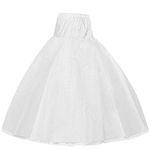 DOLLFASHION can can 3 Layer Hoop Skirt Slips Crinoline Petticoat Long Underskirt for Wedding Bridal Dress Ball Gown for Party and Ethnic Wear White can can Skirt for Women WHITE-FREE