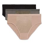 Warner's Women's Blissful Benefits Tummy Smoothing Hipster Panties Multipack, Stone/Toasted Almond/Black, L