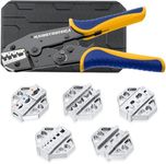 haisstronica 6PCS Crimping Tool Set - Ratchet Wire Crimping Tool for Heat Shrink,Insulated Nylon,Non-Insulated,Ferrule Wire End,Open Barrel Terminals,Solar Connectors