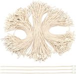 Aakriti 7.6inch Cotton Gift Clothing Price Tag String Hang Tag String Hanging Rope Snap Lock Pin Loop Fastener Hook Ties for Clothes Tags Shoes Snap Lock Luggage Label (White Cotton Tag, 200pcs)