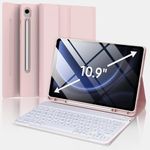 Galaxy Tab S9 FE Case with Keyboard, Detachable Wireless Bluetooth Keyboard, Smart Folio Cover with S Pen Holder for Samsung Galaxy Tab S9 FE 10.9”/S9 11 inch, Auto Sleep/Wake, Pink