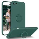 DUEDUE Case Compatible with iPhone SE 2022/2020 Case,iPhone 7/8 Case,Liquid Silicone Gel Rubber Ring Holder Stand Slim Soft Cover Cushion Protective Case for iPhone 7/8/SE2/SE3,Pine Green