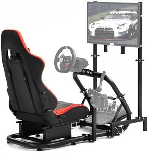 Dardoo More Stable Racing Simulator Cockpit with Monitor Mount Compatible with Logitech/Thrustmaster/Fanatec G920 T300,Adjustable Steering Wheel Stand with Seat,Not Include Wheel,Pedal,Handbrake & TV