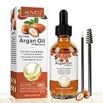 HRAMEX Organic Argan Oil for Hair Growth - 100% Pure Cold Pressed Moroccan Argan Oil for Skin & Face,Repair and Nourish,Stimulate Growth for Dry Damaged Hair(60ML)