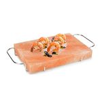 only fire Himalayan Salt Block Cooking Plate with Steel Tray Set for Cooking, Grilling, Cutting and Serving - 12" X 8" X 1.5"