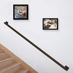 Black Staircase Handrail, Galvanized Industrial Square Pipe Stair Railing, Indoor Outdoor Wall Mounted Stairs Banister Handrail - Complete Kit (Size : 5ft/150cm)