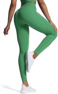 Aoxjox High Waisted Workout Leggings for Women Trinity Yoga Pants 26.5", Bottle Green, Small