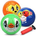 Dilabnda Mini Soccer Balls for Kids Toddlers 6-12 Months, 15 CM Bouncy Soccer Animal Learning Footballs Sport Balls for Indoor Outdoor, Educational Soft Ball Gift for Girls Boys 2 3 4 5 6 7(3 PCS)