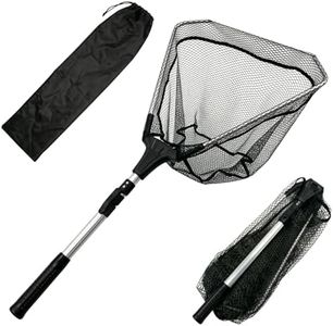 Foldable Fishing Landing Net with Telescopic Handle – PVC Coated Net Mesh, Compact & Lightweight, Fish-Friendly, Includes Black Carry Bag (1.6M)