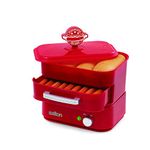 Salton Treats Steamer for Extra Large Authentic Stadium-Style Hot Dogs and Sausages, 8 Hot Dog and 4 Bun Capacity to Steam and Warm Breakfast Sausages, Brats, Vegetables, Fish, 350 Watts, Red (HD1905)