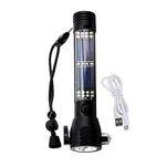 TRIVYOM Aluminum 7 Mode Solar with USB LED Rechargeable Torch - Long Distance Flashlight (Black, Pack of 1)