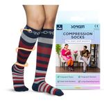 Sorgen Cotton Compression Socks - Men & Women's Travel & Flight Socks, Leg Pain Relief (Red_Small)