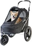 InnoPet Sporty EVR Dog Stroller - All Terrain - Solid Rubber Wheels Feel Like Air Tyres - No Inflation Required - Includes Rain Cover - Black