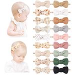 Niceye 18 Packs Baby Girl Bows Soft Nylon Headbands Hair Bows for Newborns, Infants, Toddlers - Stretchy Handmade Hair Accessories for Baby Girls and Boys