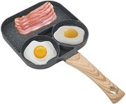 Egg Frying Pan Egg Burger Cooker 3 Section Divided Grill Frying Pan Non Stick Induction All in One Meal Skillet Pan Multi Pancake Pan Compatible with All Stove for Home Kitchen