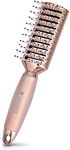 Navaris Vented Hairbrush - Vented Hair Brush with Gel Handle and Wide Set Bristles for Detangling and Styling Wet, Dry, Curly, Thick Hair - Rose Gold