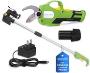 SereneLife Cordless Electric Pruning Shear, 7.2V Lithium Battery, Telescopic Handle, 3/4" Cut Capacity, Safety Switch, Battery Powered Trimmer, Ergonomic Design, Power Cutter, 52.76’’ - 74.8’�’ Length