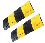 DARIT[Pack 0F2] Durable Rubber Un-Beakable Speed Breaker/Road Hump for Road Safety - (Yellow & Black)