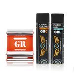 Grand Pitstop GRC Chain Clean and GRL Chain Lube (500 ml) with Paddock Stand Wheel Medium Roller for Cleaning and Lubrication (Bikes < 220 kgs and Tyre Width <180 mm)