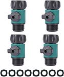 JUSONEY Shut Off Valve, Water Hose Turn Off Valve Garden Hose Connector Set with Rubber Gaskets (12PCS)+Leak-Free Ball Valve (4PCS) Standard 3/4" Thread