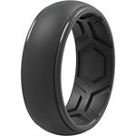 ThunderFit Silicone Rings for Men - 1 Ring Breathable Edition Step Edge Rubber Engagement Bands - 8.4mm Width (1 Ring - Dark Grey, 8.5-9 (18.9mm))