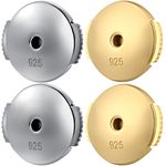 Flat Back Earrings for Women Men Sterling Silver Earring Backs for Studs Locking Earring Backs Lifters Replacement & Safety Butterfly Lifters Clasp 18K White Gold