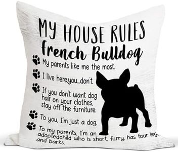 Funny French Bulldog Silhouette My House Rules Corgi Reversible Throw Pillow Covers Decorate Home Bedroom Living Room Girl Room Office Car,18x18 Inch Pillowcase,Dog Lovers Girls Women Gifts