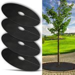 ENONGARDEN 4 Pcs 32.5 inch Tree Mulch Ring Landscape Fabric, Non-Woven Weed Control Round Mats, Thickened Tree Protector Mat, Breathable Tree Ring Mats for Potted Plants Root Protection