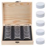 Kinsinder 30Pcs Coin Capsules, Wooden Coin Collection Box Coin Collecting Storage Coin Holder Case with Round Coin Capsules for Coin Collectors