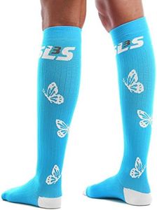 SLS3 Compression Socks for Women 20-30 mmHg Knee High - Womens Graduated Compression Running Socks - Sports, Travel, Recovery (Caribbean Blue, Medium-Large)