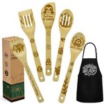 QpenguinBabies Sloth Gifts for Women, Kitchen Cooking Utensils Set Include Unique Bamboo Cooking Spoons Apron, Personalized Christmas Mother's Day Housewarming Gift Idea for Mom