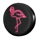 Pink Flamingo Spare Tire Cover Waterproof Dust-Proof Wheel Tire Cover Fit for Jeep,Trailer, RV, SUV and Many Vehicle 15 Inch