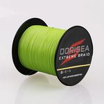 DORISEA Extreme Braid 100% Pe Braided Fishing Line 6-300Lb Test Fishing Wire 100m/109Yards Fishing String-Abrasion Resistant Incredible Superline Zero Stretch(Fluorescent Green, 50lb/0.36mm)