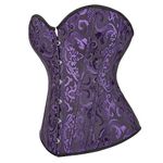 jutrisujo Corset Top Sexy Bustier Overbust Women Classic Basques Medieval Plus Size Vintage Halloween Purple 2XL