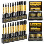 Amartisan 20-Piece Hex Head Allen Wrench Drill Bit Set, Metric and SAE S2 Steel Hex Bits Set, Magnetic Tips, 2.3" Long with Storage Box. (20-Piece Hex Bit Set - New)