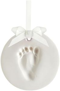 Tiny Ideas Baby Hand and Footprint Keepsake, DIY No Mess Hanging Ornament Keepsake Kit, Classic Nursery Decor, Ideal Gender Neutral Gift, Perfect for Newborns, White