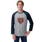 FOCO Men's NFL Team Raglan T-Shirt, Gray Big Logo, Large